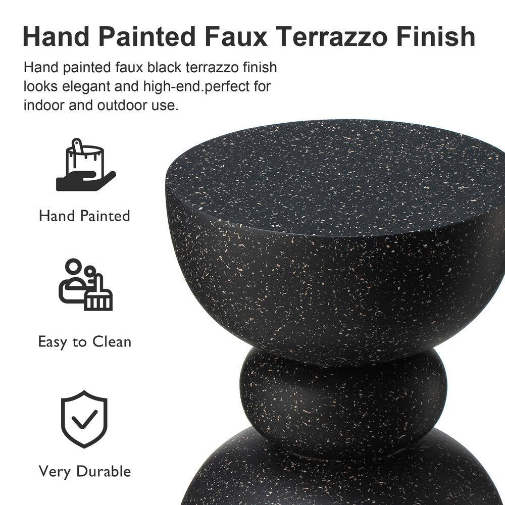 17.5 In. H Kits and Accessories Multi-Functional MGO Faux Terrazzo Garden Stool or Planter Stand (Set of 2)