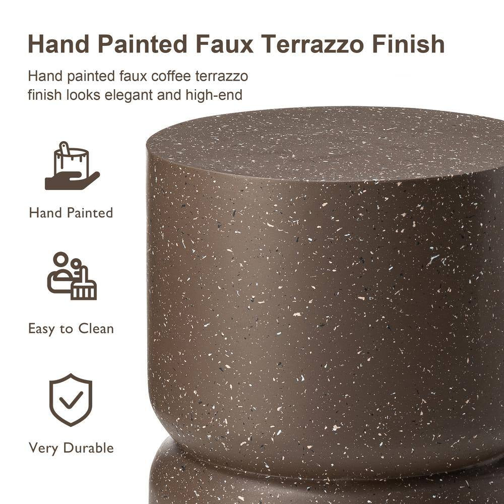 17.25 In. H Multi-Functional MGO Faux Terrazzo Garden Stool or Planter Stand or Accent Table Kits and Accessories