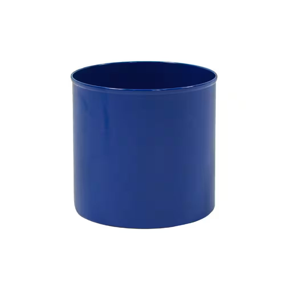 8 In. W Cylinder French Blue Galvanized Steel Planter Pot, Indoor Outdoor Use, Garden Accent