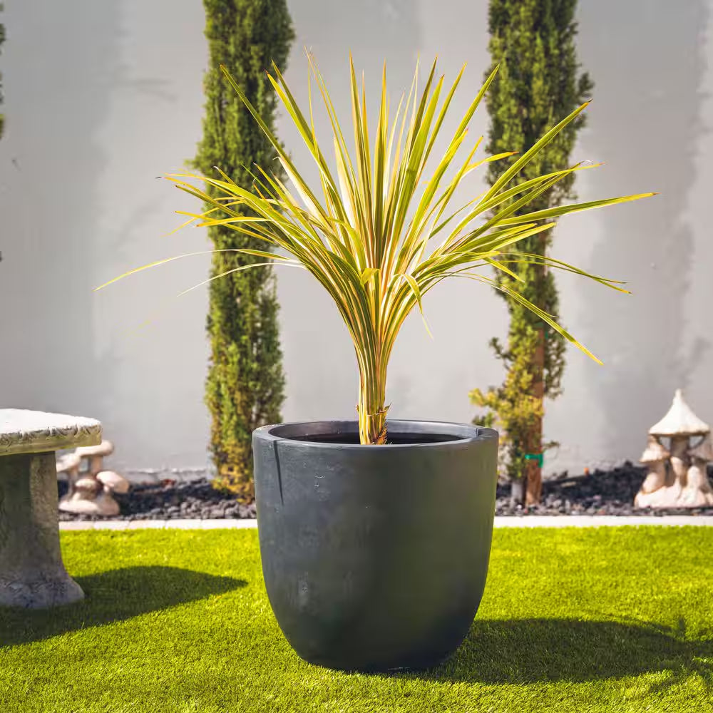 18 In. 14 In. and 10 In. W Weathered Concrete round Planters (Set of 3), Lightweight, Seamless with Drainage Hole