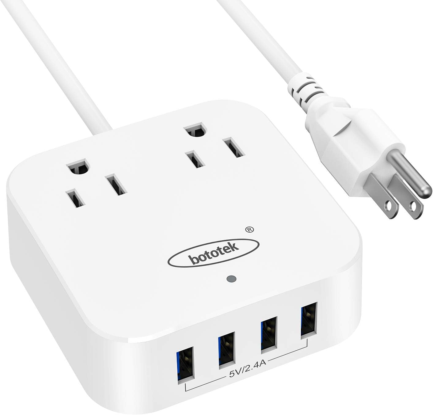 Power Strip,  Travel Power Strip Extension Cord with 2 Widely Outlets 4 USB Ports, Flat Plug, 4Ft Desk USB Charging Station for Dorm Room Home and Cruise Ship Essentials Travel