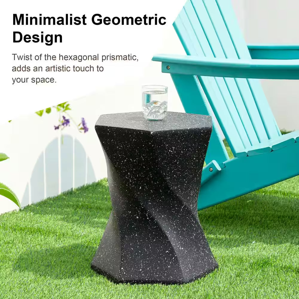 17.75 In. H Kits and Accessories Multi-Functional MGO Twist-Style Faux Terrazzo Garden Stool / Planter Stand