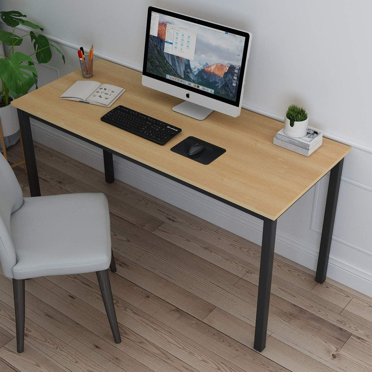 Computer Desk Home Office Table Writing Desk Study Table Gaming Desk Workstation (55 Inch, Wood Teak)