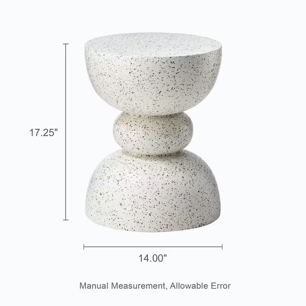 17.25 In. H Multi-Functional MGO Faux Terrazzo Garden Stool or Plant Stand or Accent Table Kits（Set of 2）