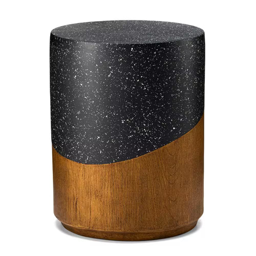 17.75 In. H Kits and Accessories MGO Faux Terrazzo and Wood Texture Garden Stool or Planter Stand or Accent Table