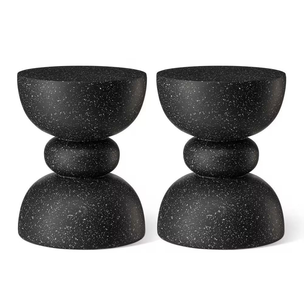 17.5 In. H Kits and Accessories Multi-Functional MGO Faux Terrazzo Garden Stool or Planter Stand (Set of 2)