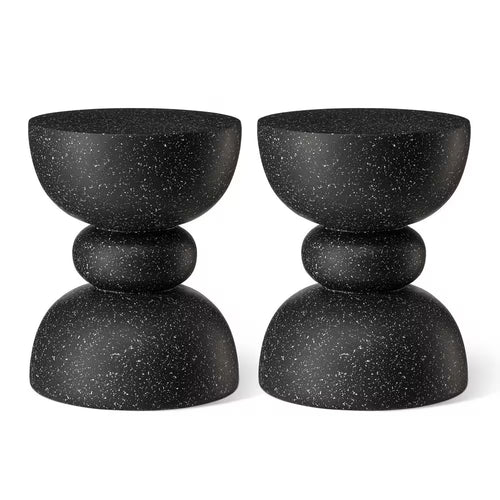 17.5 In. H Kits and Accessories Multi-Functional MGO Faux Terrazzo Garden Stool or Planter Stand (Set of 2)