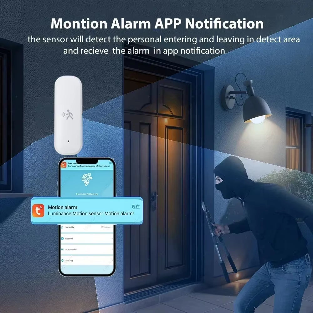 TUYA Zigbee Smart Pir Motion Sensor Detector with Temperature and Humidity Sensor Security Burglar Works with Home Assistant