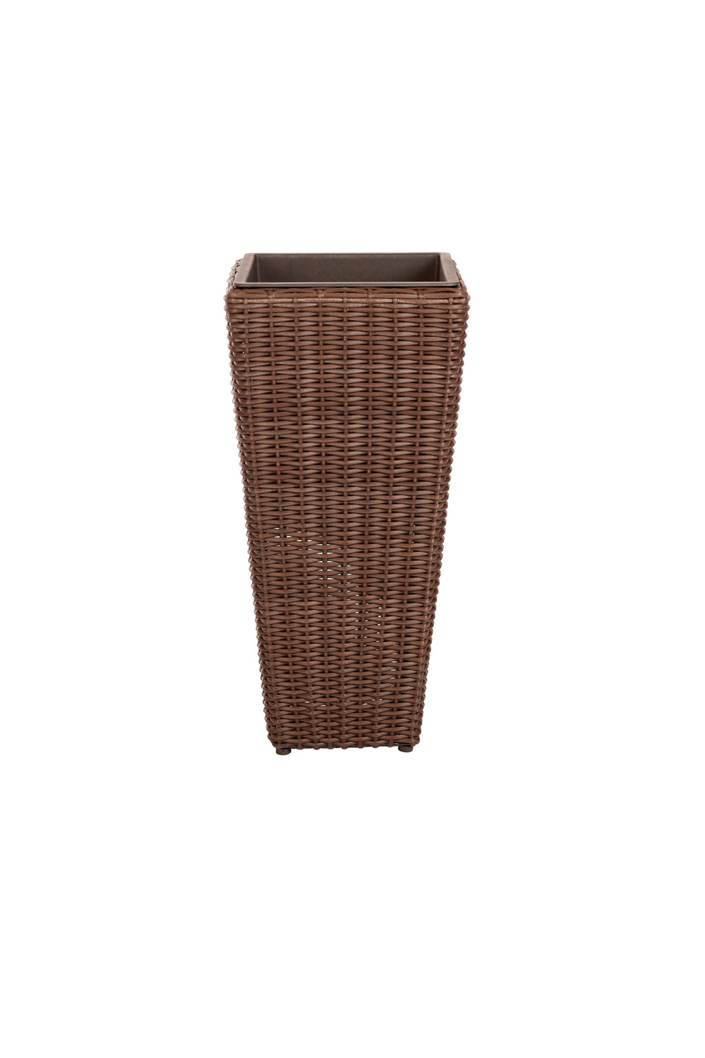 62501 Alto Wicker All-Weather Planter Set with Liners Tall Plant Decor Box for Outdoors Patio Herb Garden Furnishings - Mocha - Pack of 2
