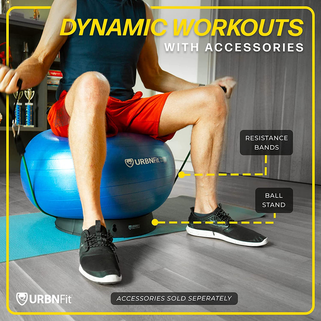Exercise Ball - Yoga Ball for Workout Pregnancy Stability - Antiburst Swiss Balance Ball W/ Pump - Fitness Ball Chair for Office, Home Gym