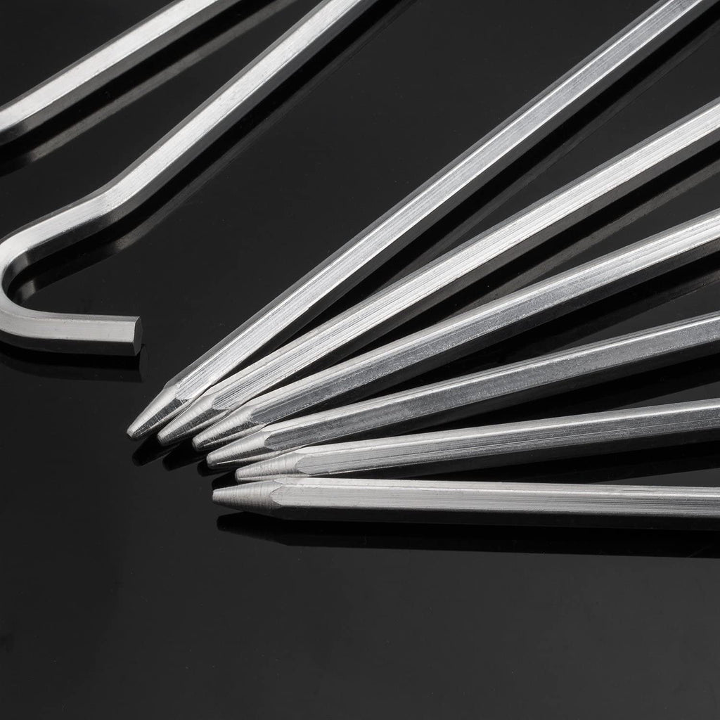 Tent Pegs - Aluminium Tent Stakes Pegs with Hook - 7’’ Hexagon Rod Stakes Nail Spike Garden Stakes Camping Pegs for Pitching Camping Tent, Canopies