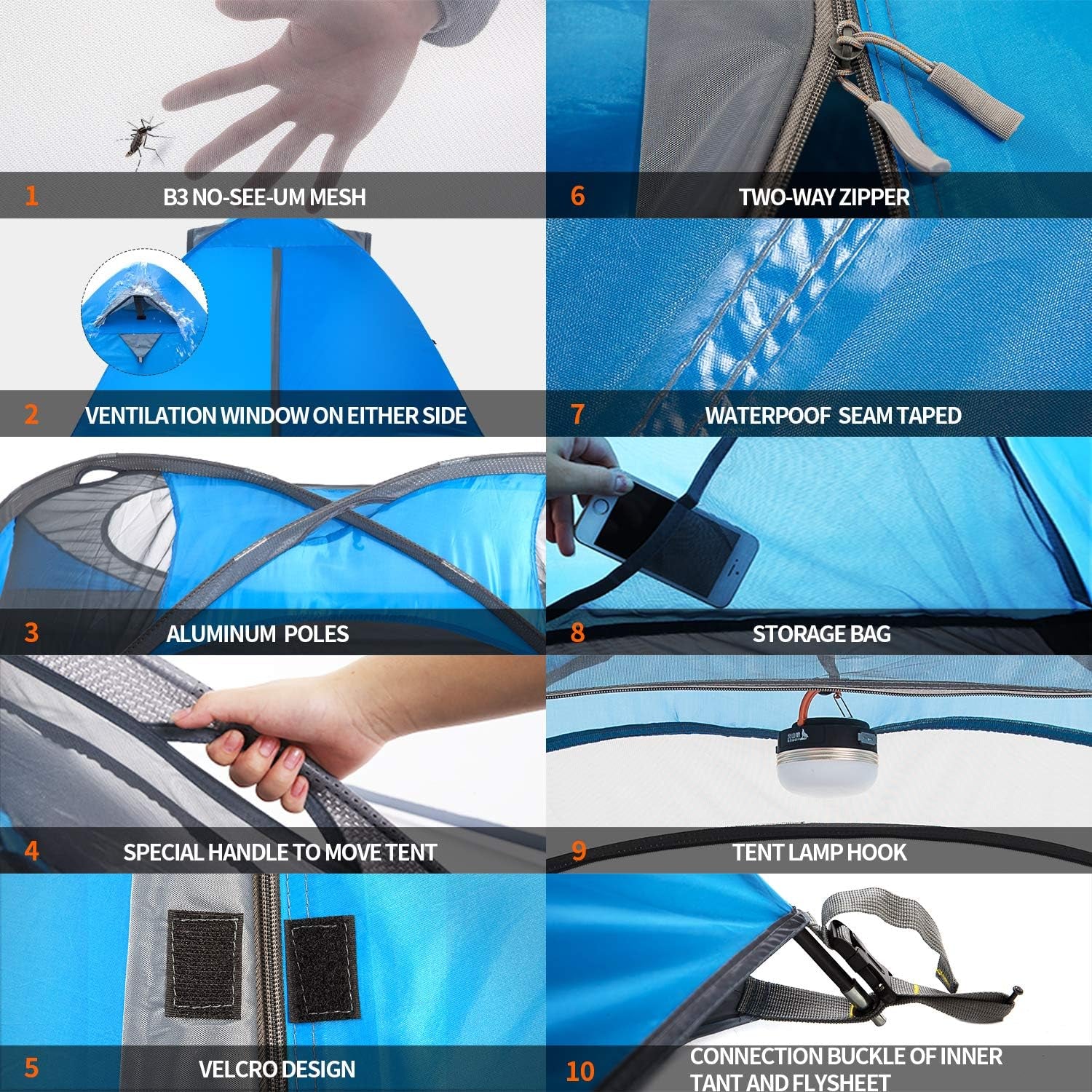 2/4 Person Camping Tent Lightweight Backpacking Tent Waterproof Windproof Two Doors Easy Setup Double Layer Outdoor Tents for Family Camping Hunting Hiking Mountaineering Travel