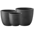 18 In. 14 In. and 10 In. W Weathered Concrete round Planters (Set of 3), Lightweight, Seamless with Drainage Hole