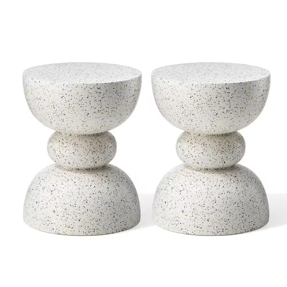 17.25 In. H Multi-Functional MGO Faux Terrazzo Garden Stool or Plant Stand or Accent Table Kits（Set of 2）