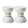 17.25 In. H Multi-Functional MGO Faux Terrazzo Garden Stool or Plant Stand or Accent Table Kits（Set of 2）