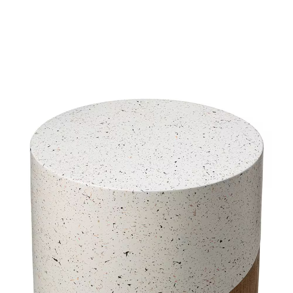 17.25 In. Multi-Functional MGO Faux Terrazzo Wood Texture Garden Stool/ Plant Stand/ Accent Table Kits and Accessories