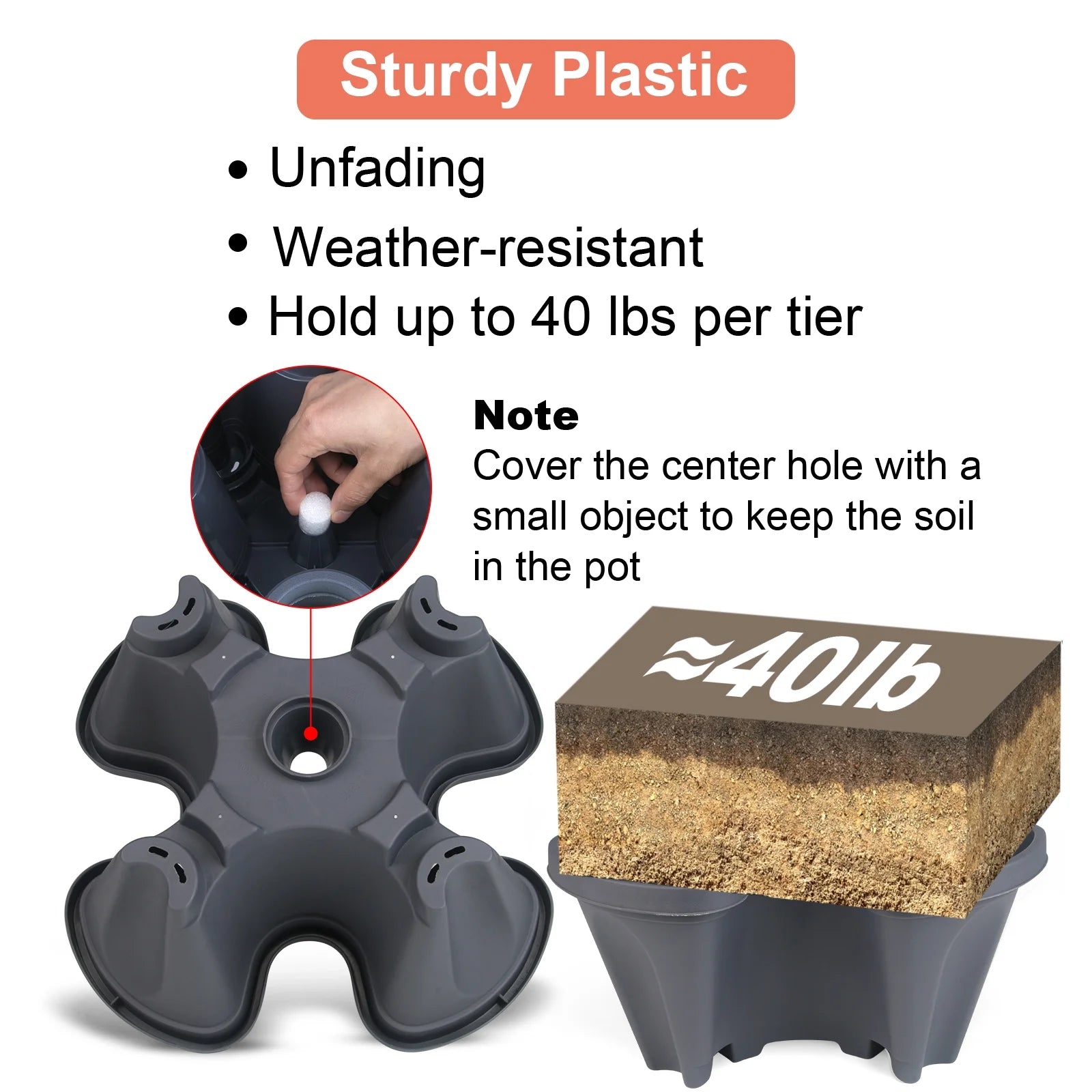 Stackable Planter with Wheels, Indoor Outdoor Pots - 7 Tier Vertical Garden Planter - Dark Gray,2 Set