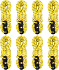 Reflective Guyline, Tent Cord Nylon Paracord Rope with Guyline Adjuster for Camping Tent, Outdoor Packaging (Yellow - 8 Pack)