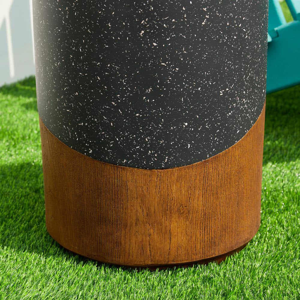 17.75 In. H Kits and Accessories MGO Faux Terrazzo and Wood Texture Garden Stool or Planter Stand or Accent Table