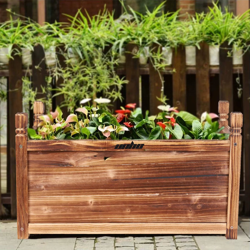 Wood Planter Box Outdoor Raised Garden Planter Bed for Flowers Vegetables