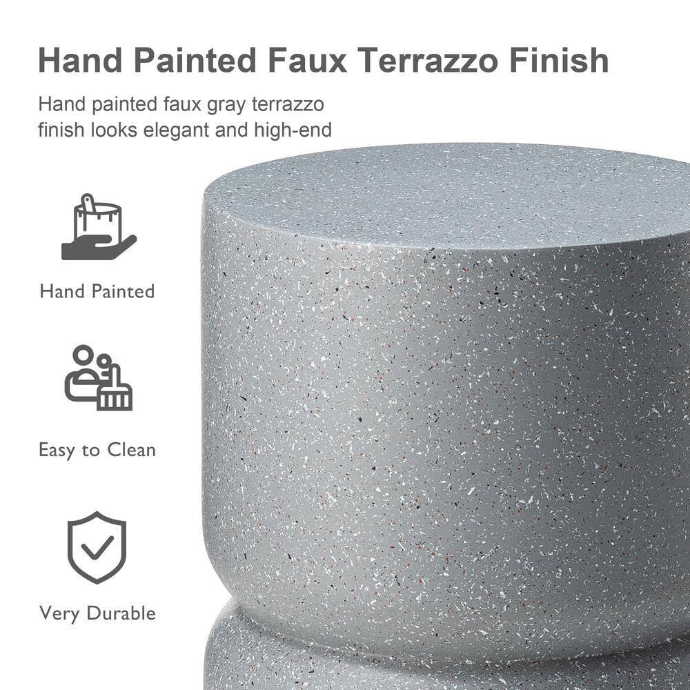 17.25 In. H Multi-Functional MGO Faux Terrazzo Garden Stool or Planter Stand or Accent Table Kits and Accessories