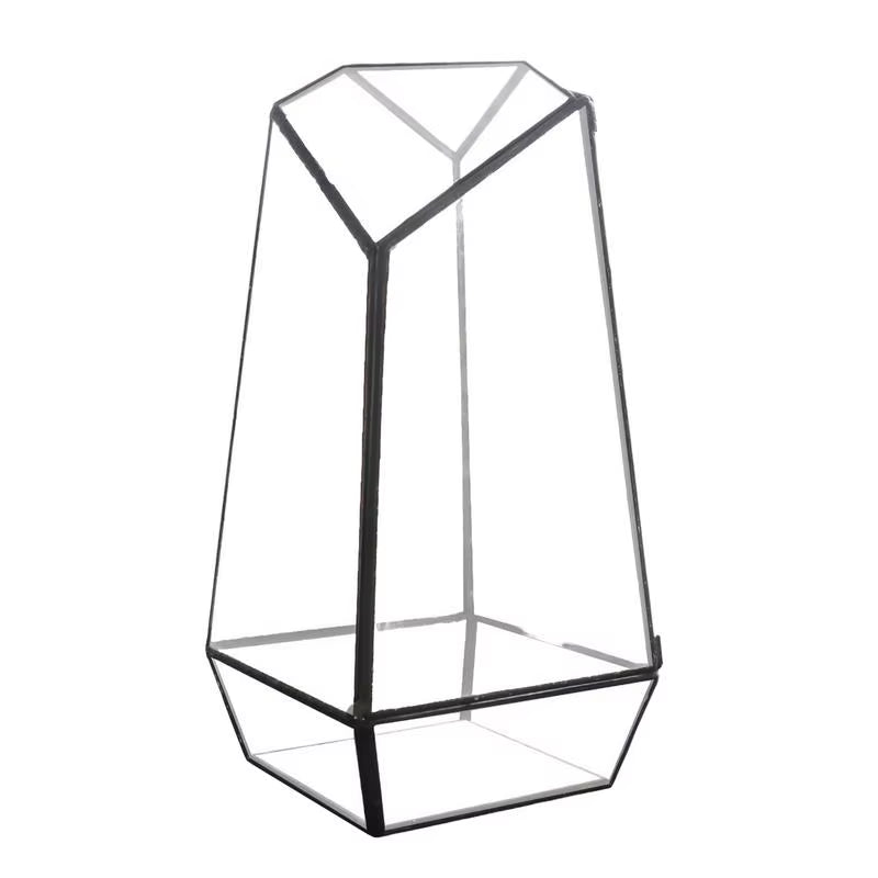 Glass Plant Terrarium Modern Handmade Glass Planter Pot with Door 25Cm Handmade Glass Planter Pot Small Geometric Terrarium