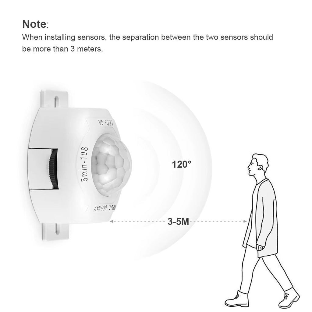 DC 5V 12V 24V 3A Highly Sensitive PIR Motion Sensor Light Switch Infrared IR Sensor Detector Switch Time Delay for LED Strip