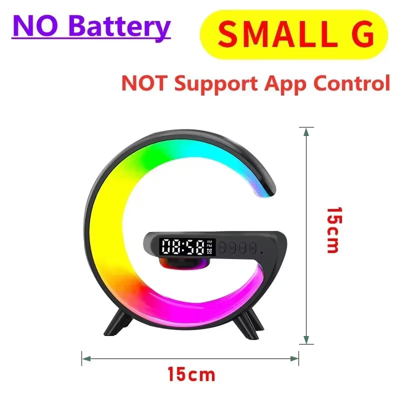 Multifunction Wireless Charger Pad Stand Speaker TF RGB Night Light Fast Charging Station for Iphone 16 15 Samsung Xiaomi Huawei