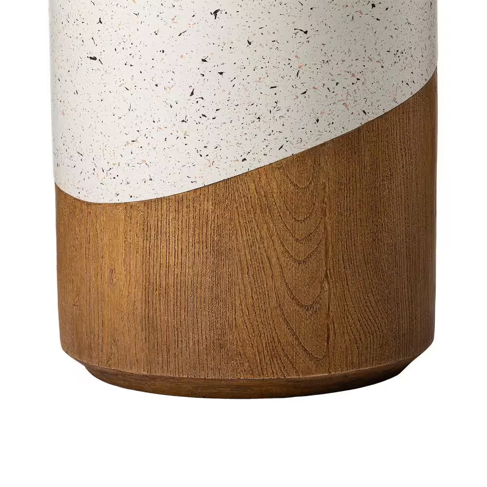 17.25 In. Multi-Functional MGO Faux Terrazzo Wood Texture Garden Stool/ Plant Stand/ Accent Table Kits and Accessories