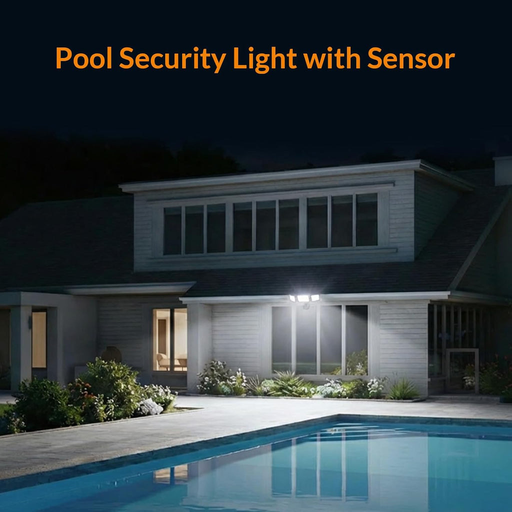 LED Security Light Motion Sensor Light Outdoor, 38W 4200LM Motion Security Light, 5500K, IP65 Waterproof, 3 Head Motion Detected Flood Light for Garage, Yard, Porch (Brown)
