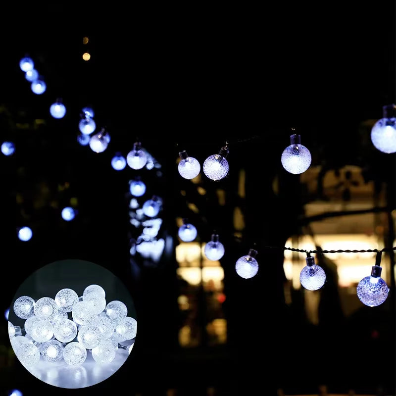 Solar Crystal Globe Ball Fairy Lamps 8 Modes String Lights Outdoor Waterproof Solar Powered Patio Light for Garden Party Decor