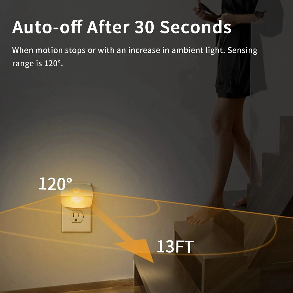 LED Night Light with Motion Sensor Light EU US Plug Socket Lamps Children Night Lights Wireless Wall Bedside Bedroom Night Lamp