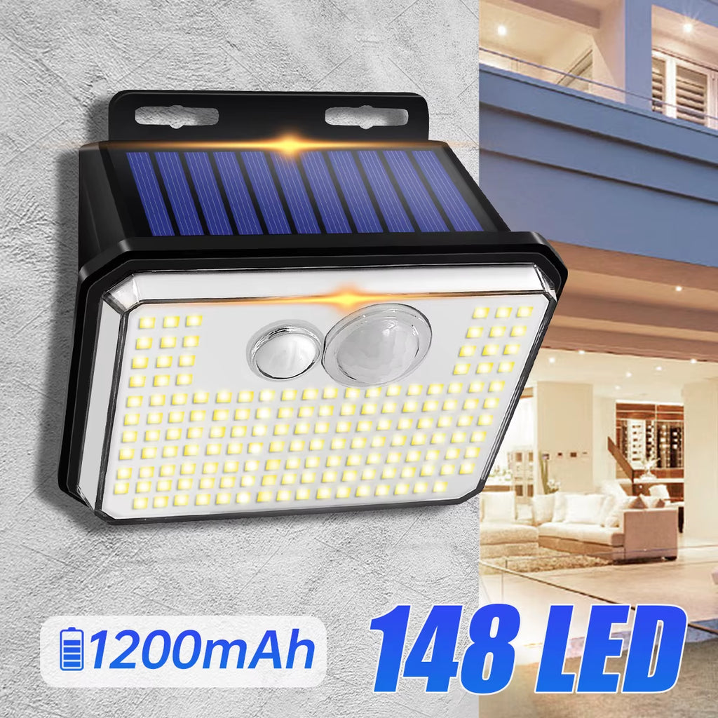 IP65 Waterproof Solar Outdoor Garden Lights Super Bright 148 Leds Motion Sensor Wall Light Solar Powered Security Lamp 3 Modes