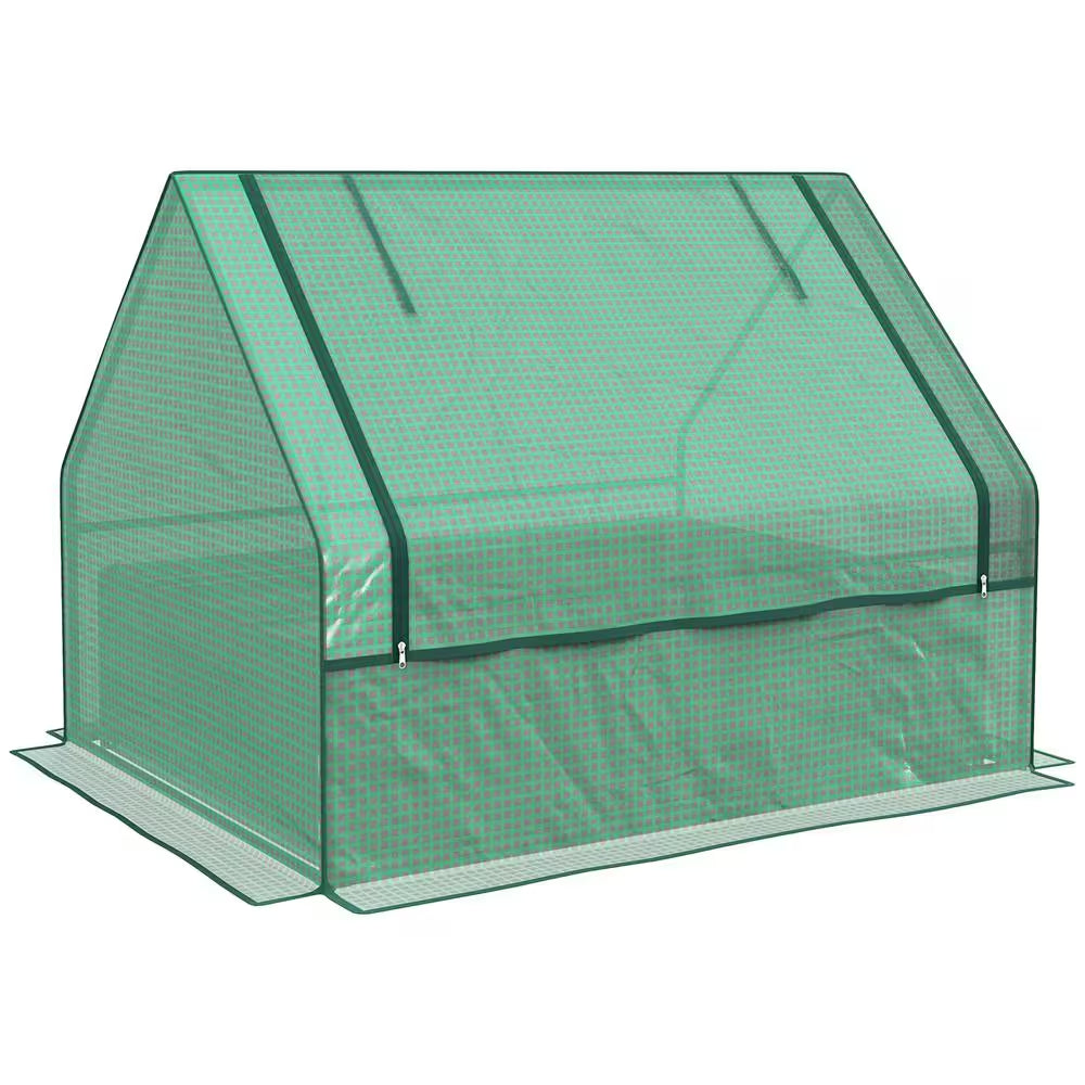 Metal Raised Steel Garden Bed with Mini Greenhouse, with Cover, for Herbs and Vegetables in Green
