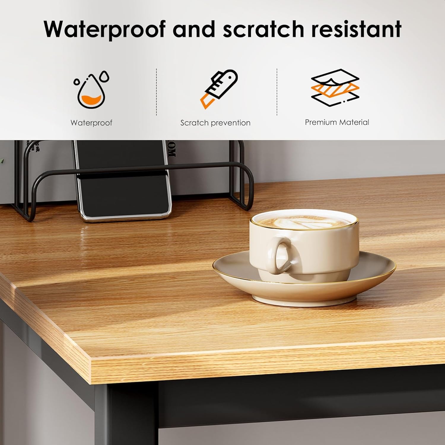 Computer Desk Home Office Table Writing Desk Study Table Gaming Desk Workstation (55 Inch, Wood Teak)