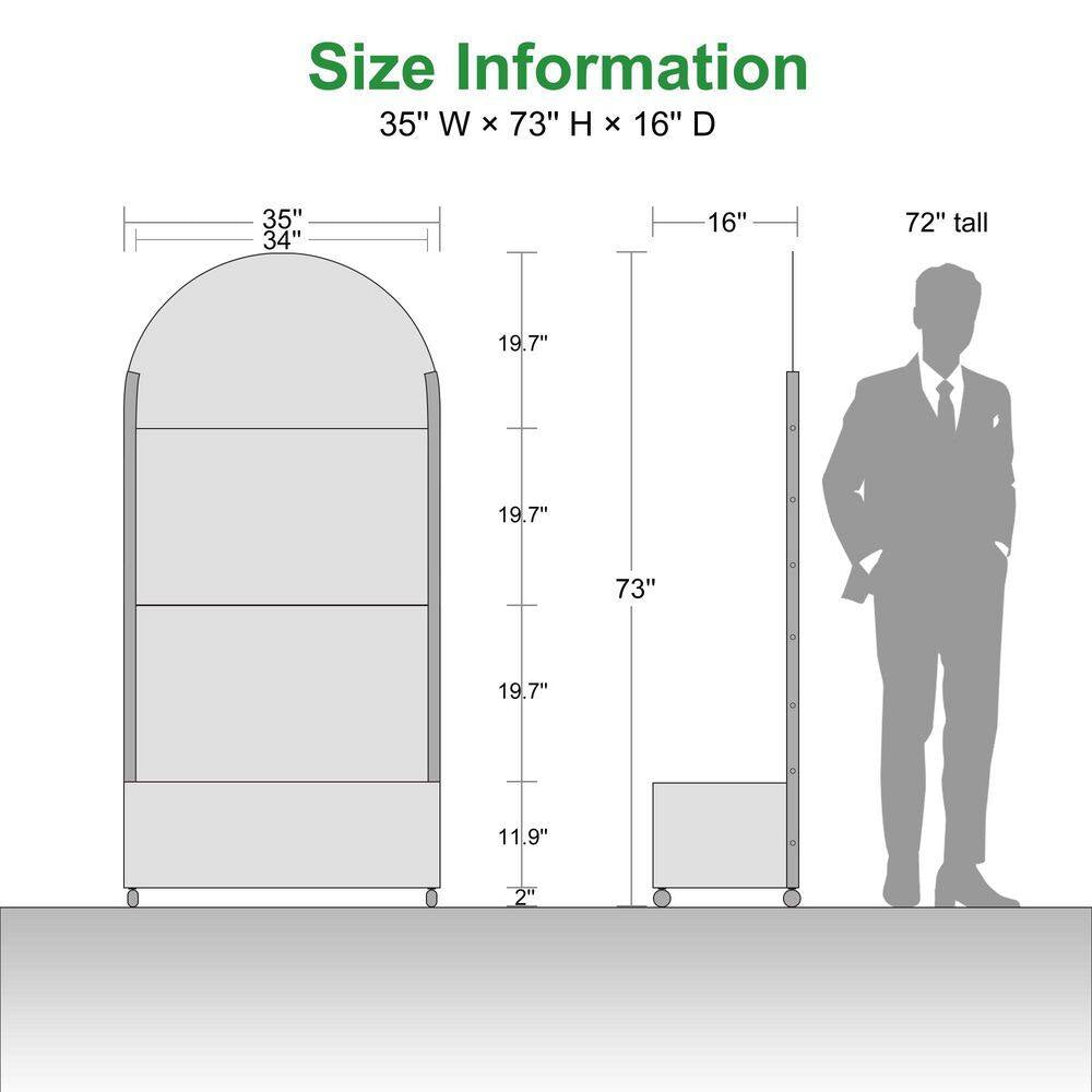 73 In. H X 35 In. W Black Metal Arch Wall Planter Box with Trellis for Climbing Plants