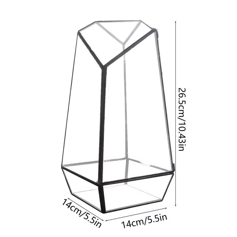 Glass Plant Terrarium Modern Handmade Glass Planter Pot with Door 25Cm Handmade Glass Planter Pot Small Geometric Terrarium