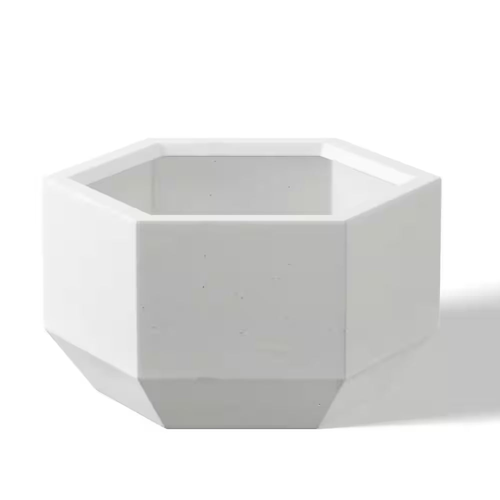 Lightweight 8 In. H Large Crisp White Geometric Concrete Plant Pot/Planter for Indoor and Outdoor