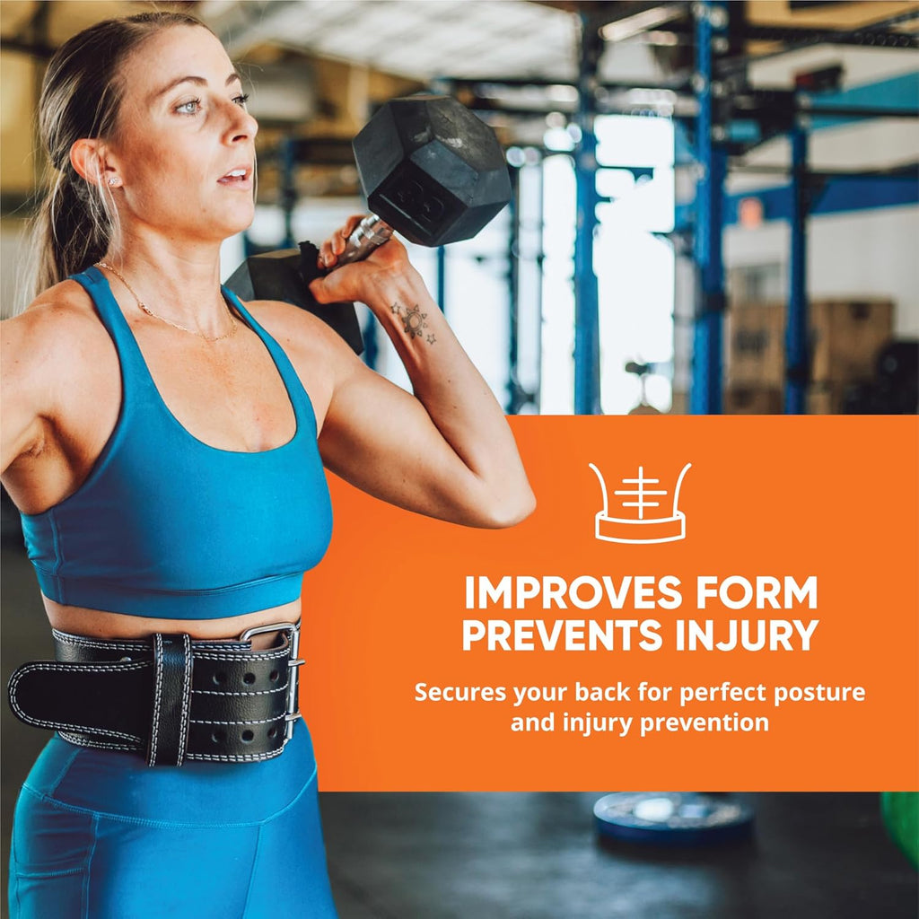 Weight Lifting Belt (5Mm Thick) - Leather Weight Belt for Men & Women - Back Support Squat Belt - Gym Belt for Weightlifting, Powerlifting & Deadlifts | Adjustable Weightlifting Belt