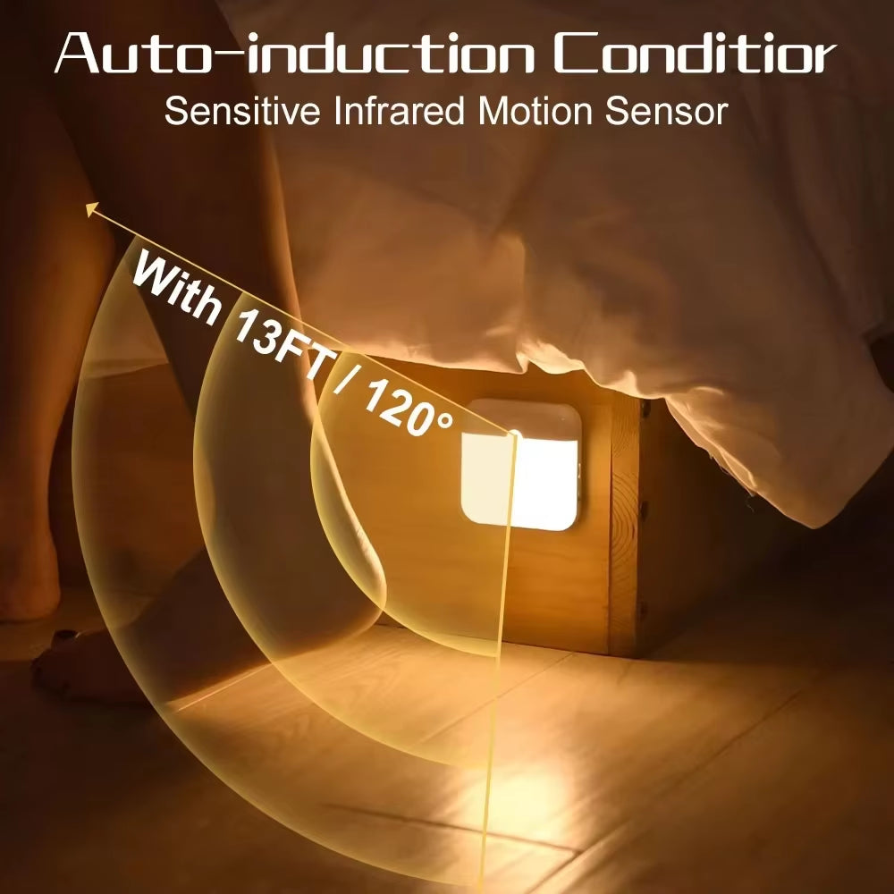 Rechargeable Motion Sensor Night Light,Warm White LED Wall Lamp,Magnetic Mount,Bedroom Hallway Toilet Closet Stairs Cabinet Hall