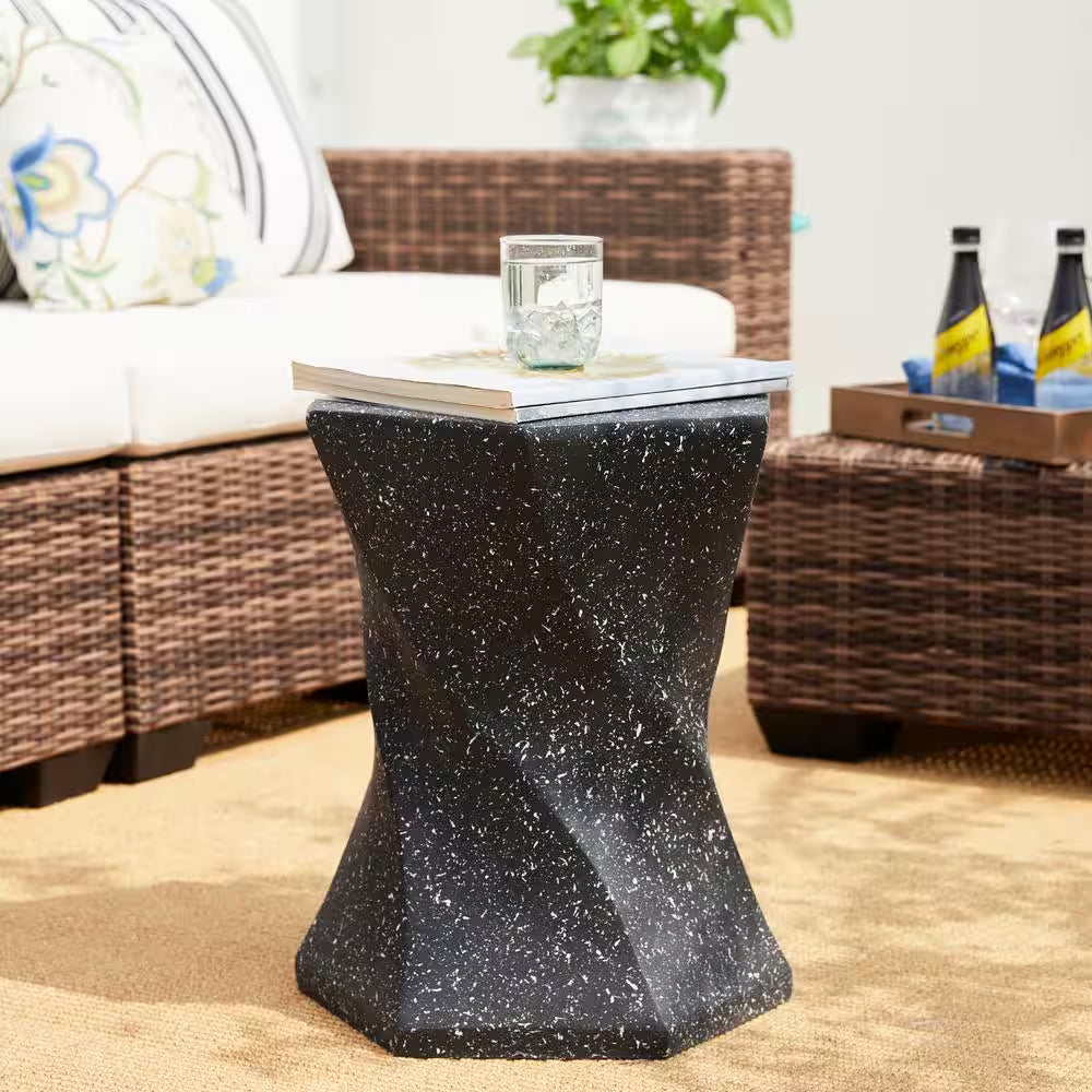 17.75 In. H Kits and Accessories Multi-Functional MGO Twist-Style Faux Terrazzo Garden Stool / Planter Stand