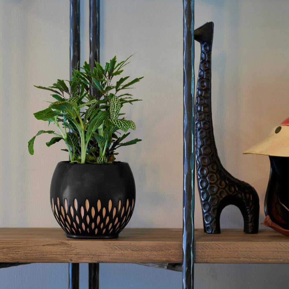 Ava 1.59 Wt. Ceramic round Planter (L X 7.9 In. W X 7.9 In. H X 7.5 In.) in Brown Finish (2 Pack)