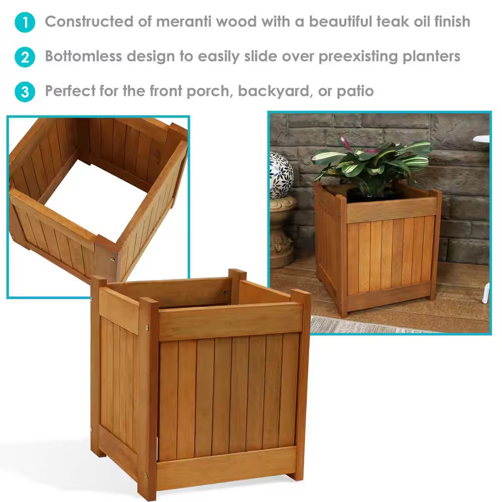 16 In. Meranti Wood Outdoor Planter Box (Set of 2)
