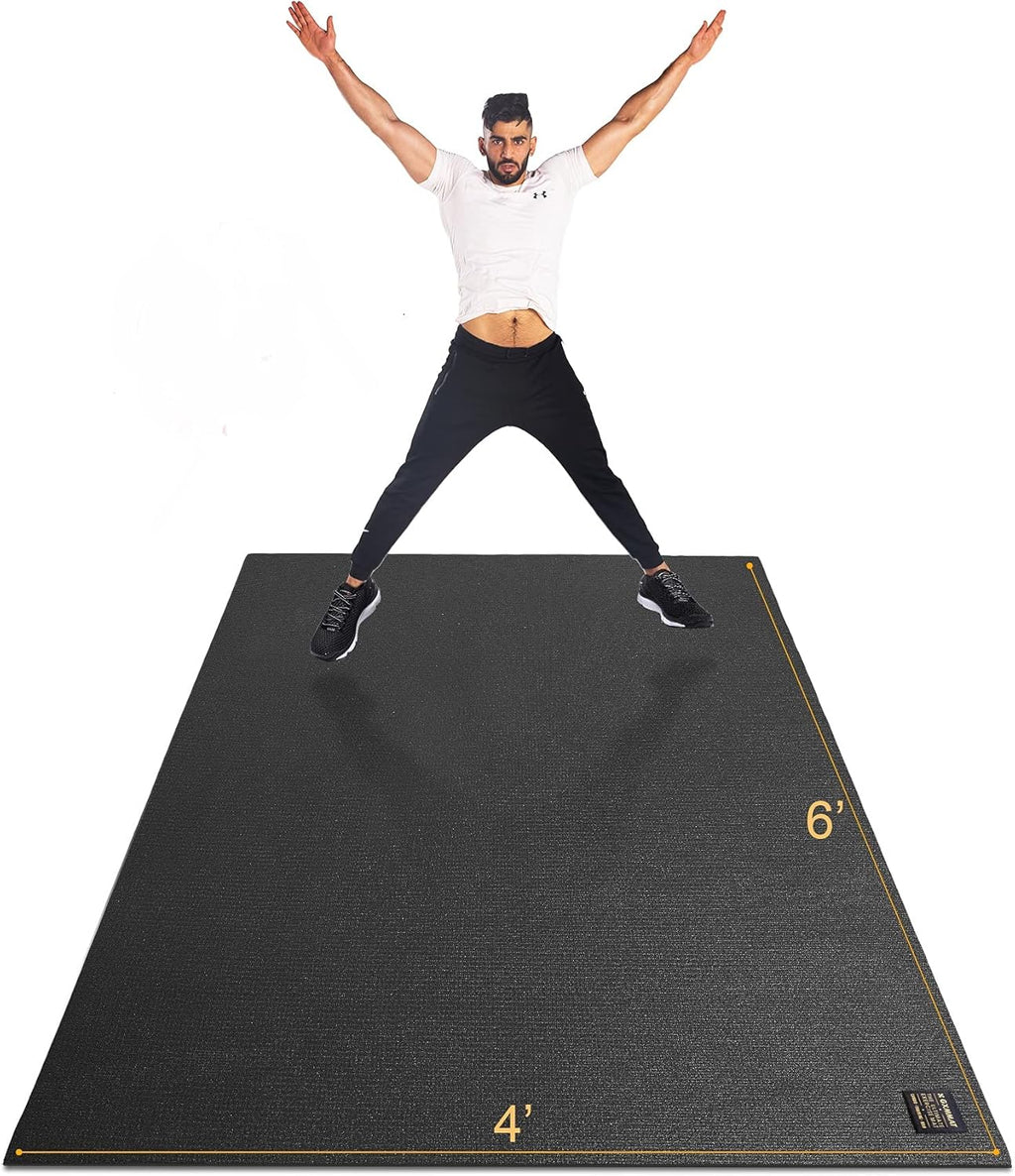 Large Exercise Mat 6'X4'/6'X5'/6'X6'(7Mm), Thick Workout Mats for Home Gym Flooring, Extra Wide Non-Slip Durable Cardio Mat, Shoe Friendly, Perfect for Plyo, MMA, Jump Rope, Weights, Fitness