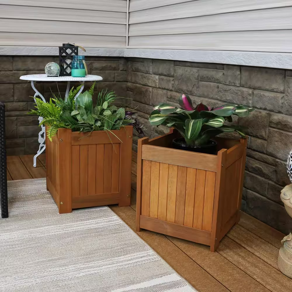 16 In. Meranti Wood Outdoor Planter Box (Set of 2)