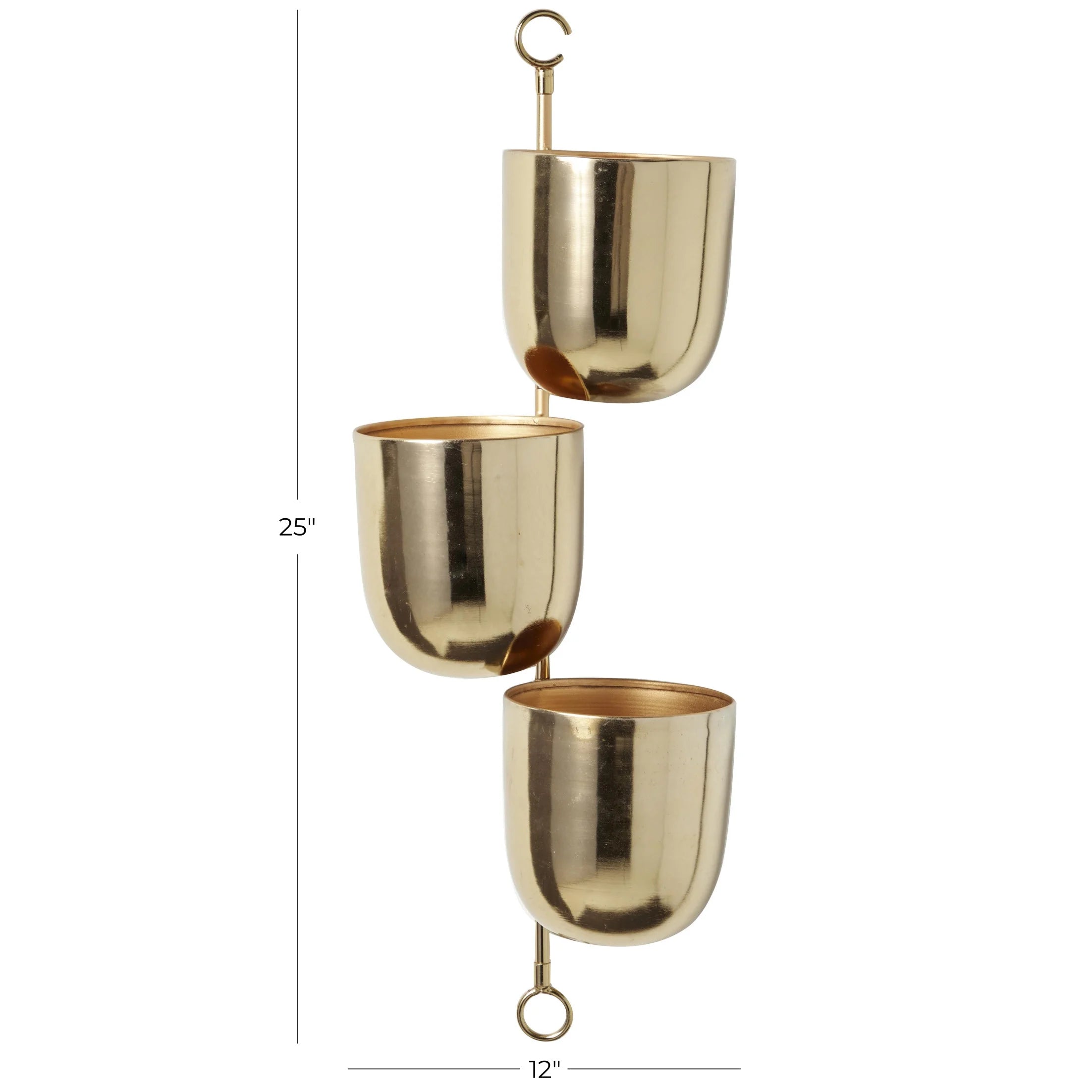 12" X 12" X 25" round Gold Metal Layered Wall Planter