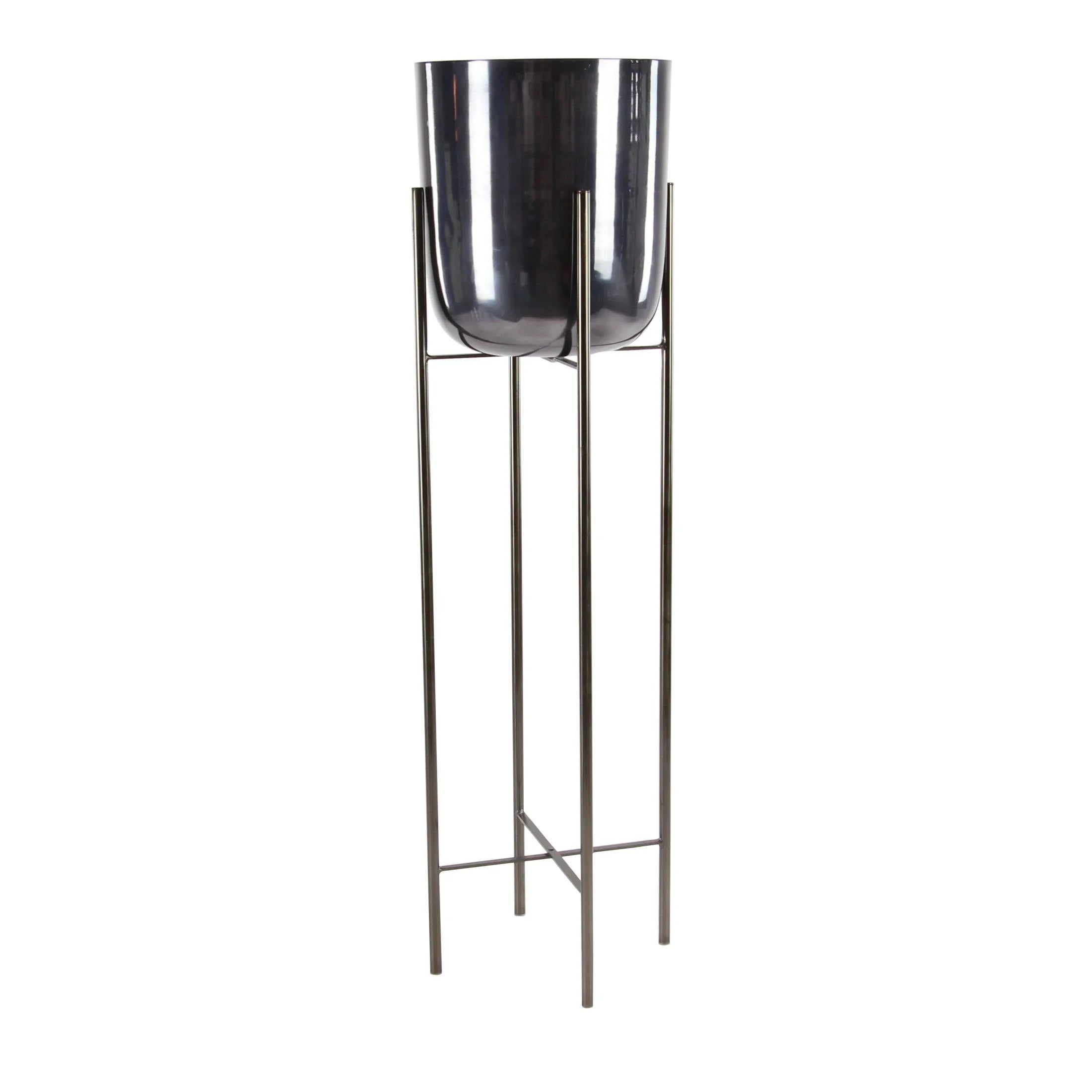 39", 46"H Dome Black Metal Planter with Removable Stand (2 Count)