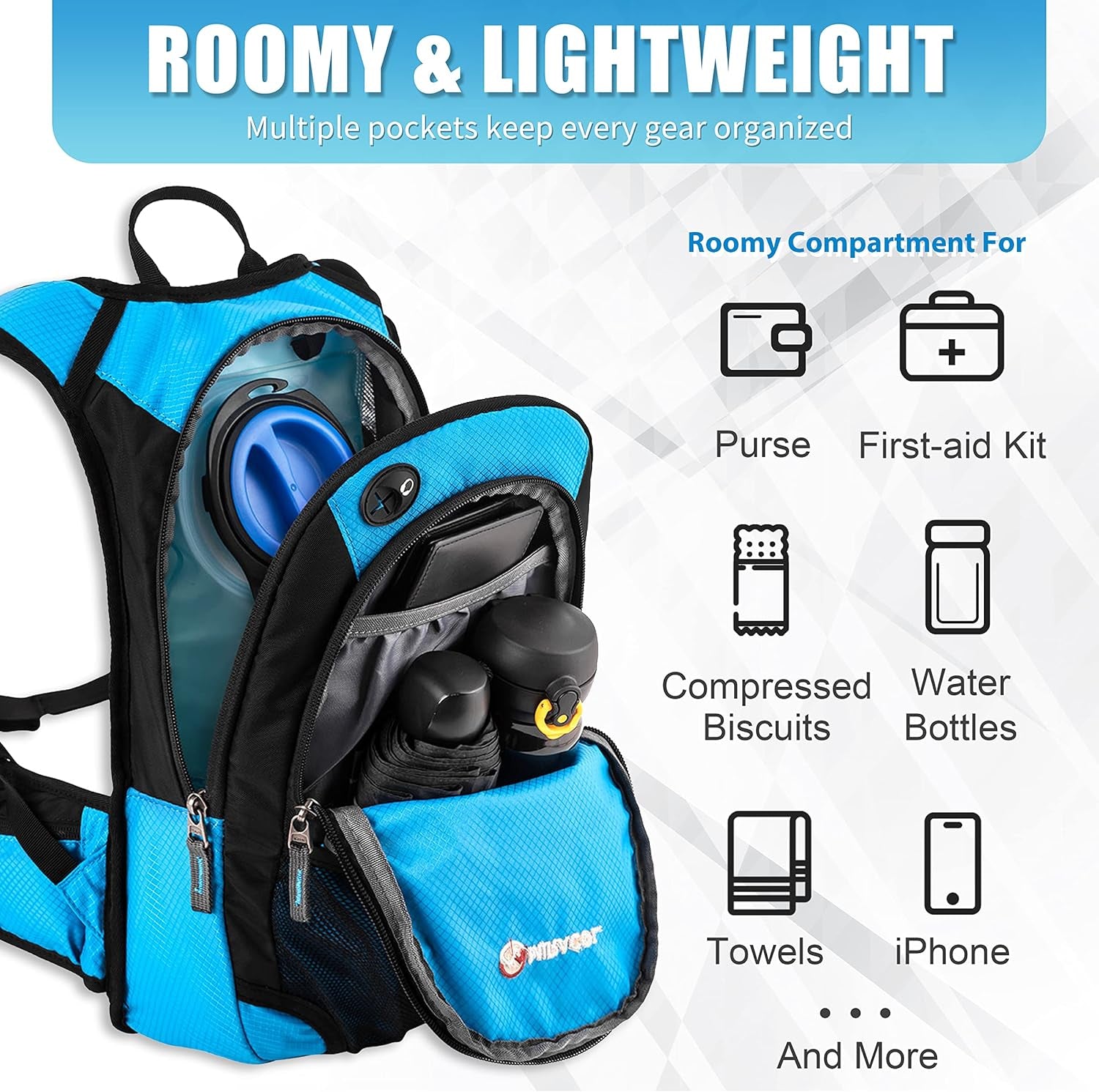 Hydration Pack Hiking Water Backpack -  Insulated Water Bag with 2L Bladder