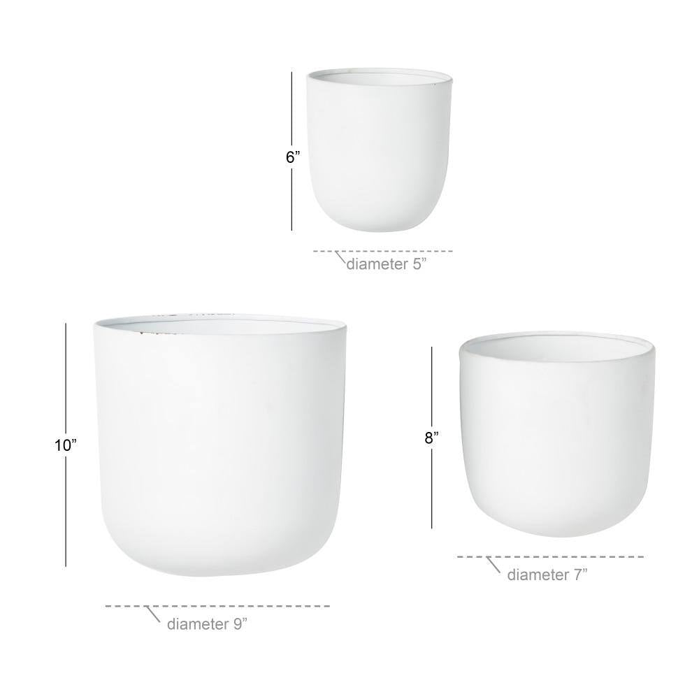 9 In. Small White Metal Indoor Outdoor Floating Wall Planter (3- Pack)
