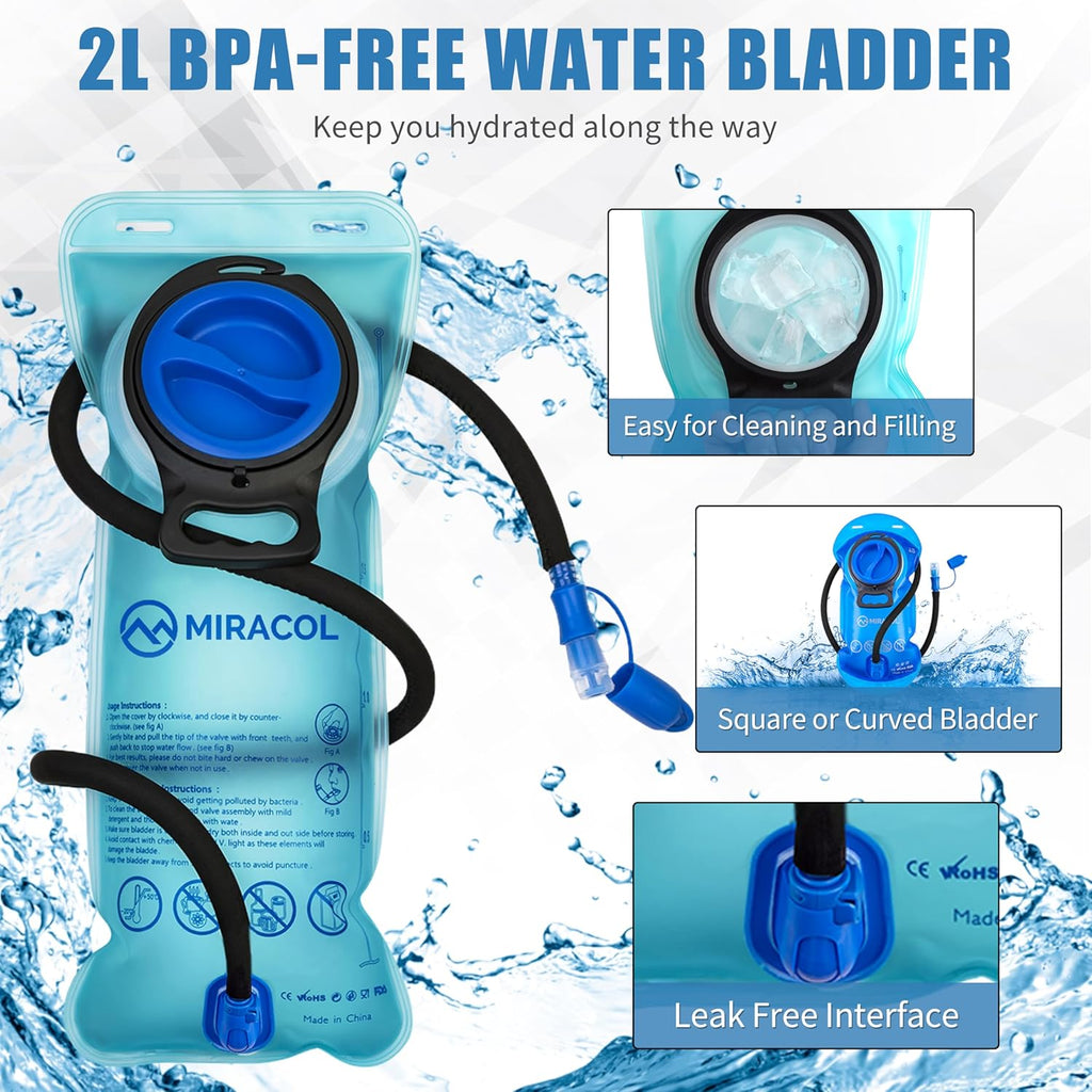 Hydration Pack Hiking Water Backpack -  Insulated Water Bag with 2L Bladder